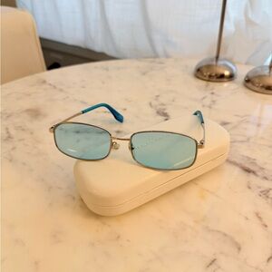 Marc Jacobs Gold Frame Sunglasses with Blue Lenses